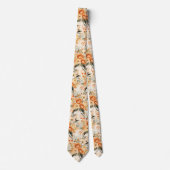 Peach Orange Gold Rose Blume Blumenbeete Krawatte (Vorderseite)