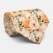 Peach Orange Gold Rose Blume Blumenbeete Krawatte (Gerollt)