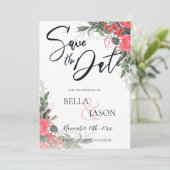 Peach Orange gry Floral Wedding Save the Date (Stehend Vorderseite)