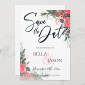 Peach Orange gry Floral Wedding Save the Date (Vorne/Hinten)