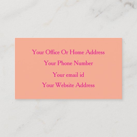 Peach Orange Hot Pink Retro Modern Professional Visitenkarte (Rückseite)