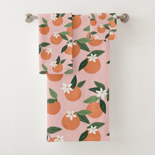 Peach Orange Juice Muster Badhandtuch Set (Insitu)