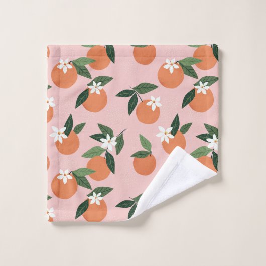 Peach Orange Juice Muster Badhandtuch Set (Waschlappen)