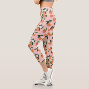 Peach Orange Juice Muster Capri Leggings