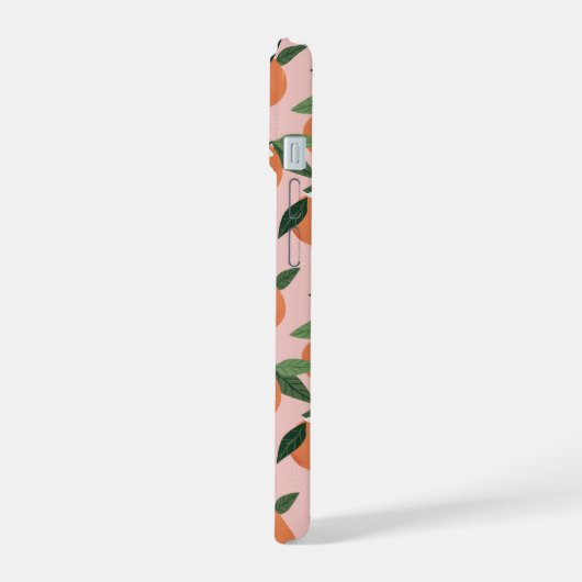 Peach Orange Juice Muster iPhone 15 Hülle (Linke Seite)