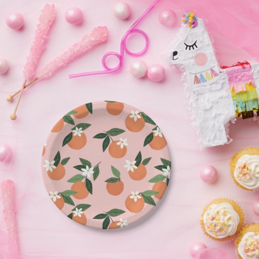Peach Orange Juice Muster Pappteller (Party)