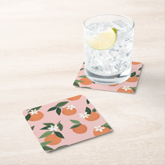 Peach Orange Juice Muster Rechteckiger Pappuntersetzer (Vor Ort)