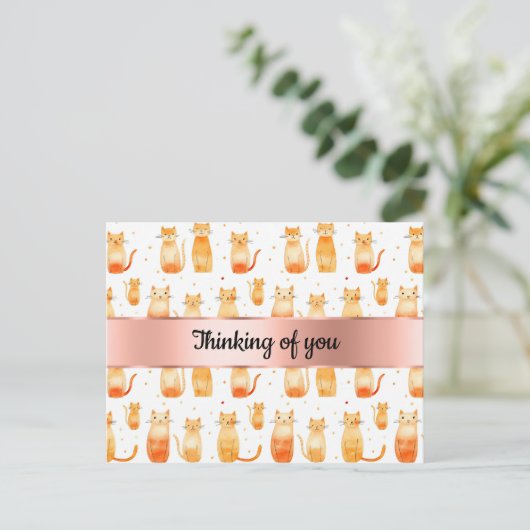 Peach Orange Katzen Denken Sie an Sie Postkarte (Stehend Vorderseite)