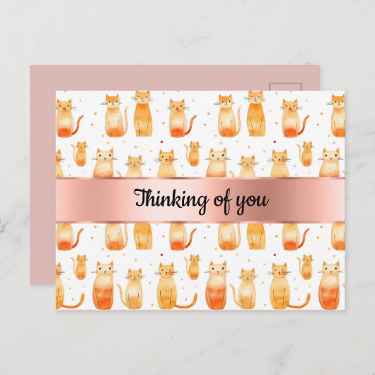 Peach Orange Katzen Denken Sie an Sie Postkarte (Vorne/Hinten)