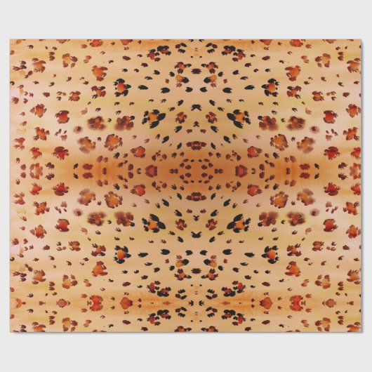 Peach Orange Leopard Druckfarbe Geschenkpapier (Flach)