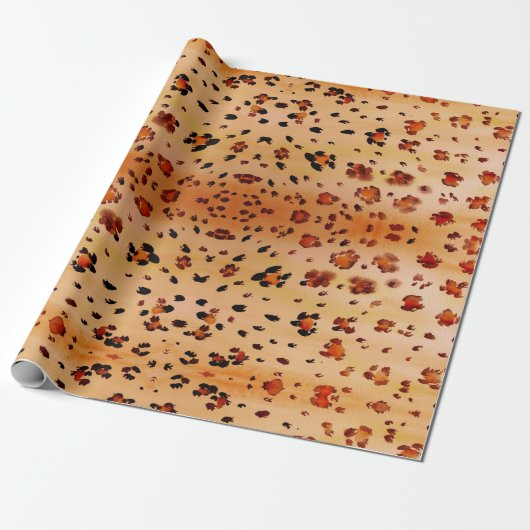 Peach Orange Leopard Druckfarbe Geschenkpapier (Ungerollt)