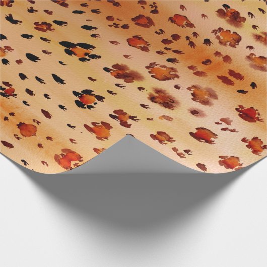 Peach Orange Leopard Druckfarbe Geschenkpapier (Ecke)