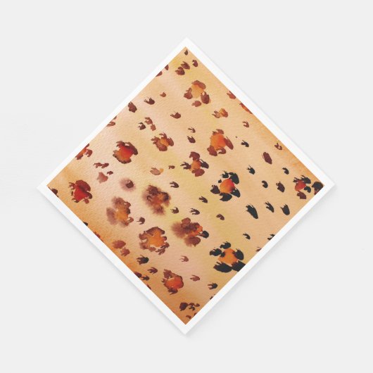 Peach Orange Leopard Druckfarbe Serviette (Ecke)