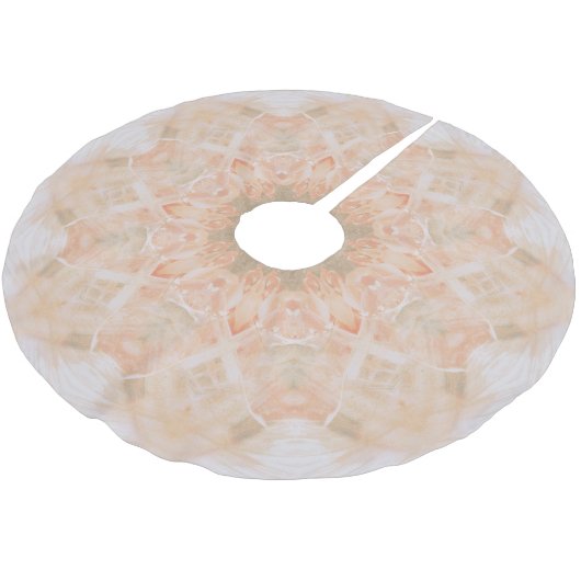 Peach Orange Mandala Polyester Weihnachtsbaumdecke (Schrägansicht)