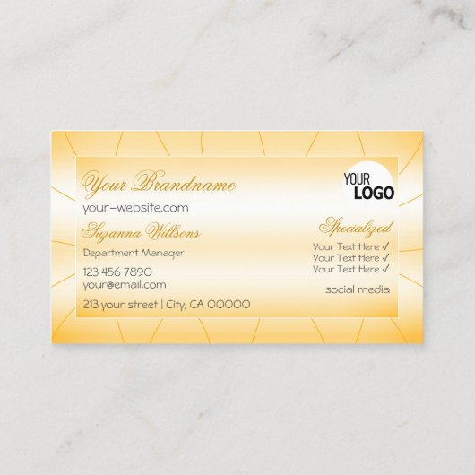 Peach Orange mit Diamanten und Logo glamourös Visitenkarte (Rückseite)