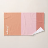 Peach Orange Ombre Moderner Minimalistischer Name Badhandtuch Set (Handtuch)