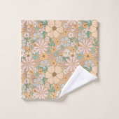 Peach Orange Pink Grau Floral Badhandtuch Set (Waschlappen)