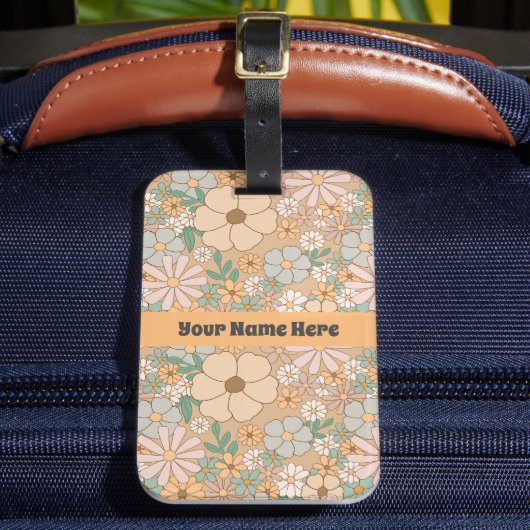 Peach Orange Pink Grau Floral Gepäckanhänger (Vorderseite Insitu 2)