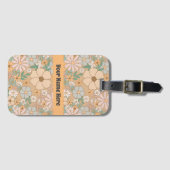 Peach Orange Pink Grau Floral Gepäckanhänger (Vorderseite (Horizontal))