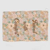 Peach Orange Pink Grau Floral Golfhandtuch (Horizontal)