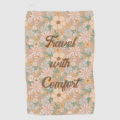 Peach Orange Pink Grau Floral Golfhandtuch (Vorderseite)