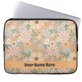 Peach Orange Pink Grau Floral Laptopschutzhülle