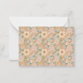 Peach Orange Pink Grau Floral Mitteilungskarte (Rückseite)