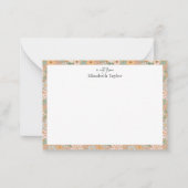 Peach Orange Pink Grau Floral Mitteilungskarte (Vorderseite)