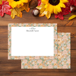 Peach Orange Pink Grau Floral Mitteilungskarte