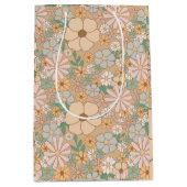 Peach Orange Pink Grau Floral Mittlere Geschenktüte (Vorderseite)