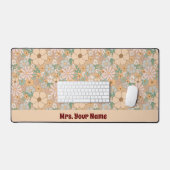 Peach Orange Pink Grau Floral Schreibtischunterlage (Tastatur & Maus)