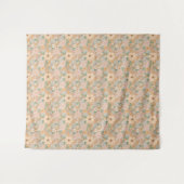 Peach Orange Pink Grau Floral Wandteppich (Vorderseite (Horizontal))