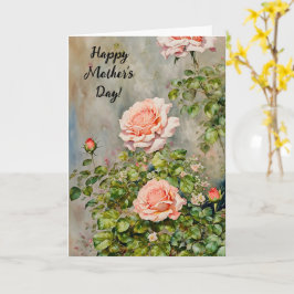 Peach Orange Rose Art Mother's Day Card Karte