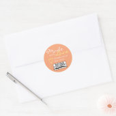 Peach Orange Simple Made with Liebe Logo Template Runder Aufkleber (Umschlag)