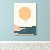 Peach Orange und Aquamarine Illustrierte Leinwand (Insitu (Holzboden))