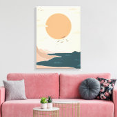 Peach Orange und Aquamarine Illustrierte Leinwand (Insitu (Wohnzimmer))