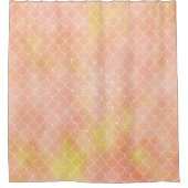 Peach Orange und Gelbes Meerjungmuster Duschvorhang (Vorderseite)