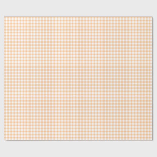 Peach Orange und White Gingham Geschenkpapier (Flach)