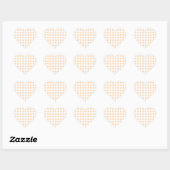 Peach Orange und White Gingham Herz-Aufkleber (Blatt)
