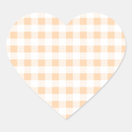 Peach Orange und White Gingham Herz-Aufkleber (Vorderseite)