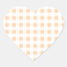 Peach Orange und White Gingham Herz-Aufkleber