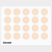 Peach Orange und White Gingham Runder Aufkleber (Blatt)