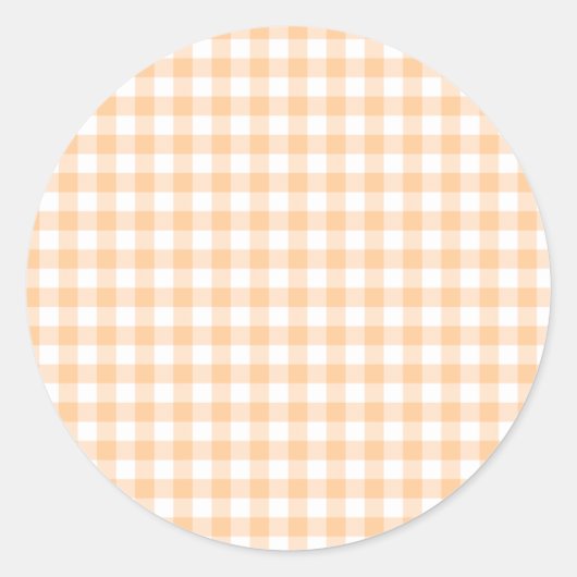 Peach Orange und White Gingham Runder Aufkleber (Vorderseite)