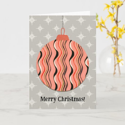 Peach Orange Vintage Weihnachtskarte Karte (Gelbe Blume)