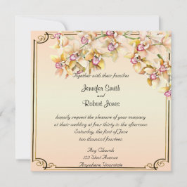 Peach Orchid Watercolor Posh Wedding Einladung