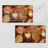 Peach Orchids with Raindrops Floral Visitenkarte (Vorne/Hinten)