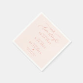 Peach Our Liebe Story Elegante Script Wedding Serviette (Ecke)