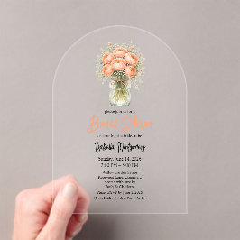 Peach Palette Ranunculus Mason Jar Bridal Shower Acryleinladungen