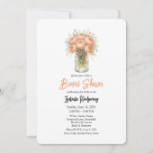 Peach Palette Ranunculus Mason Jar Bridal Shower Einladung (Vorderseite)