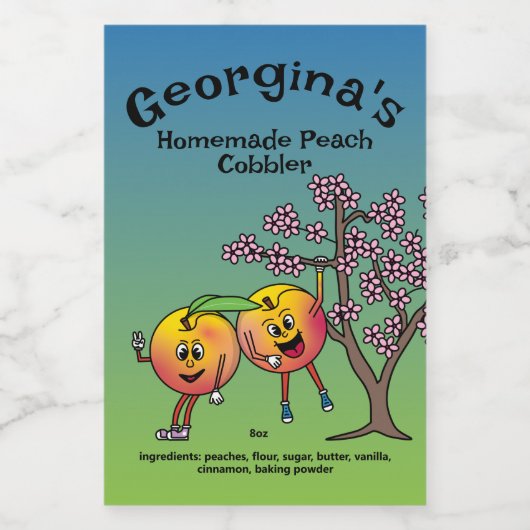 Peach Pals Funny Cartoon Jam Pie und mehr Lebensmitteletikett (Einzelnes Label)